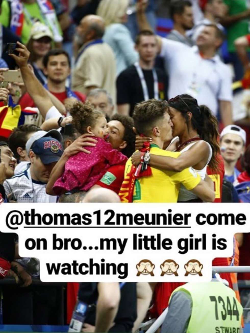 少儿不宜？维特塞尔喊话默尼耶：我闺女看着呐