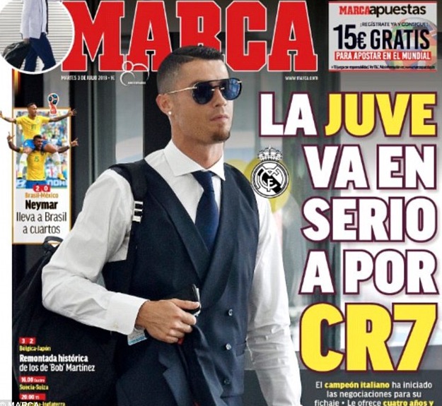 马卡报封面：尤文图斯认真考虑引进C罗