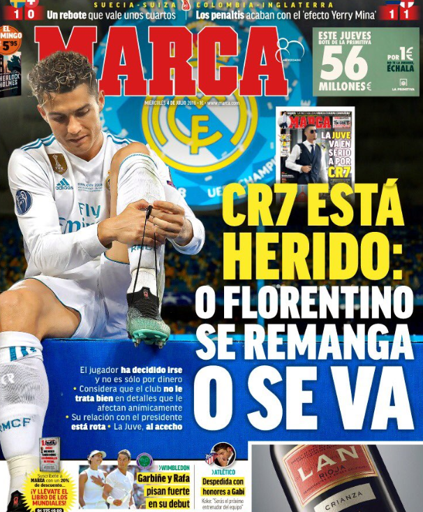 C罗走定了？今晨西媒清一色认为皇马或为C罗离队开绿灯
